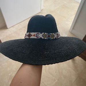 NWT Ale by Alessandra adjustable black straw hat